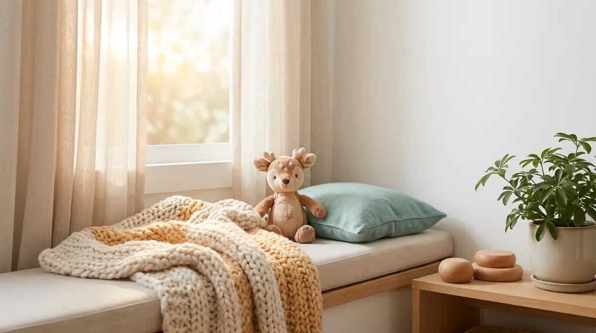 A calm, softly lit child's healing space